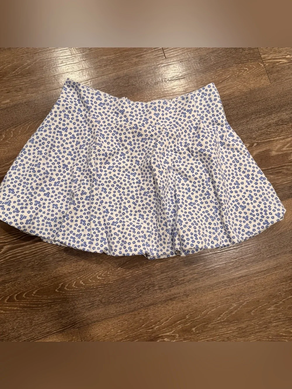 Maeve White Skirt with Blue Floral Print